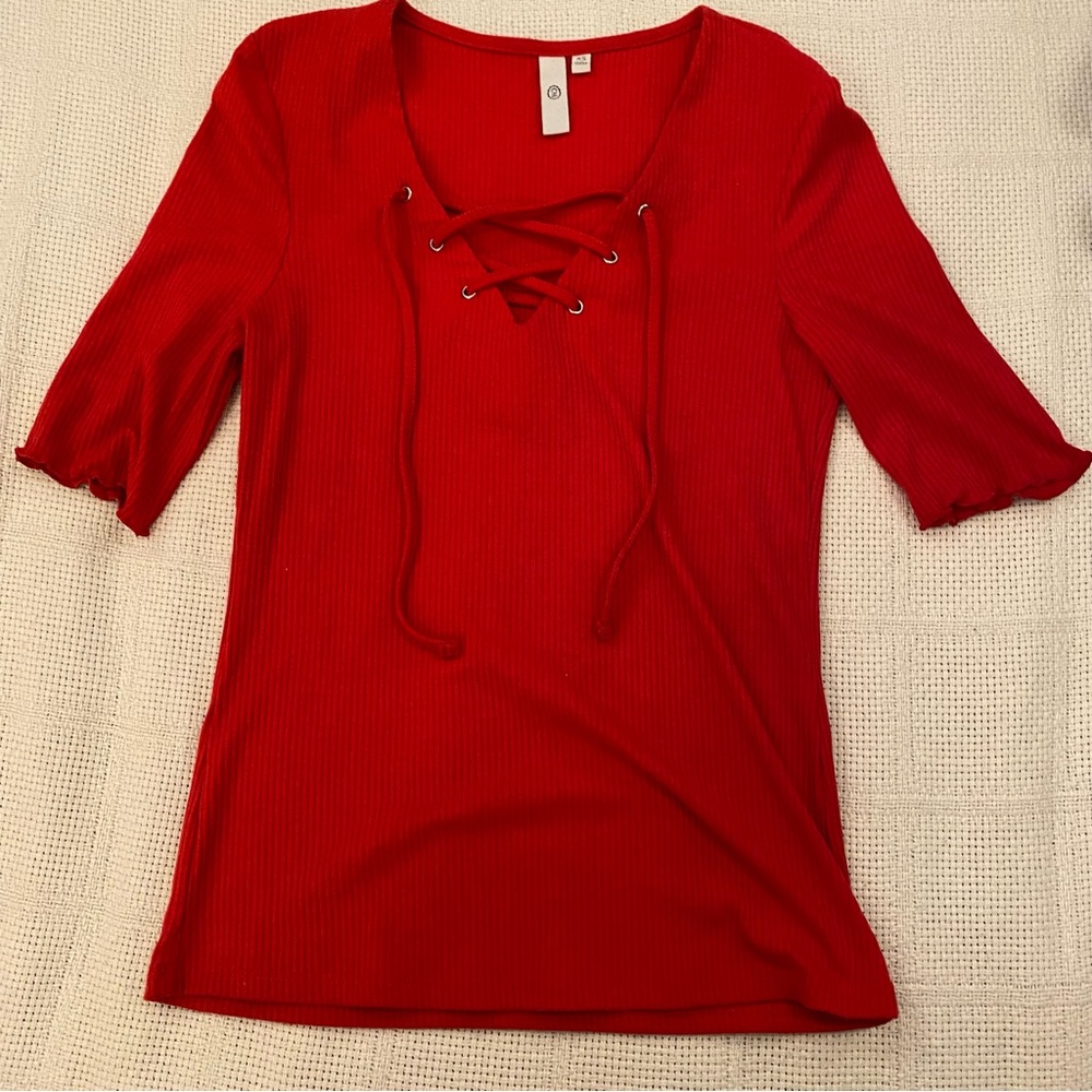 Red shoelace blouse